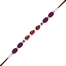 Mahi Rhodium Plated Maroon Water Drop Shape Crystal Rakhi for Bhaiya, Brother, Bhai, Bro (RA1100782RMar)