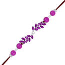 Mahi Rhodium Plated Leafy Shape Purple Crystals Rakhi for Bhaiya, Brother, Bhai, Bro (RA1100784RPur)