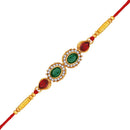 Mahi Gold Plated Colurful Crystals Studded Simple and Classic Rakhi for Bhaiya, Brother, Bhai, Bro (RA1100796GMul)