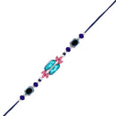 Mahi Rhodium Plated Simple and Classic Blue Crystals and Evil Eye Rakhi for Bhaiya, Brother, Bhai, Bro (RA1100800R)