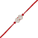 Mahi Gold Plated Classic Kundan Studded Ethnic Thread Rakhi for Brother, Bhai, Bro (RA1100815GRed)