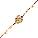 Mahi Gold Plated Peacock-Shaped and Jay Shree Ram Engraved Crystals Studded Rakhi for Brother, Bhai, Bro (RA1100819GRed)