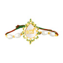 Mahi Bhai Engraved Green Meenakari Work Rakhi with Artificial Pearl for Brother (RA1100824G)