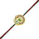 Mahi Om & Peacock-Feather-Theme Rakhi for Brother with Multicolor Crystals & Meenakari Work (RA1100830GMul)