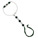 Mahi Rhodium Plated Green Crystal Lumba Rakhi for Bhabhi (RAL1100714RGre)