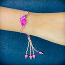 Mahi Rose Gold Plated Pink Crystals Studded Simple and Classic Lumba Rakhi for Bhabhi (RAL1100805ZPin)