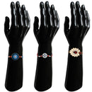 Mahi Combo of 3 Elegant Artificial Pearl, Crystals & Enamel Work Rakhis on Red Thread (RCO1105816M)