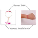 Mahi Modern Lumba Rakhi Combo Set of 2 for Bhabhi | Leaf Motif Bracelet Rakhi with Pink and Blue Tassel Beads (RCO1105817M)