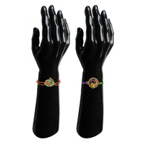 Mahi Peacock-Shaped Rakhi Combo for Brother | Set of 2 Rakhis with Meenakari Work, Crystals & Red Thread (RCO1105821G)