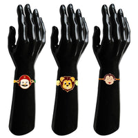 Mahi Kids Cartoon Rakhi Combo Set of 3 | Cute Character Rakhis for Boys with Superhero & Fun Faces (RCO1105825M)