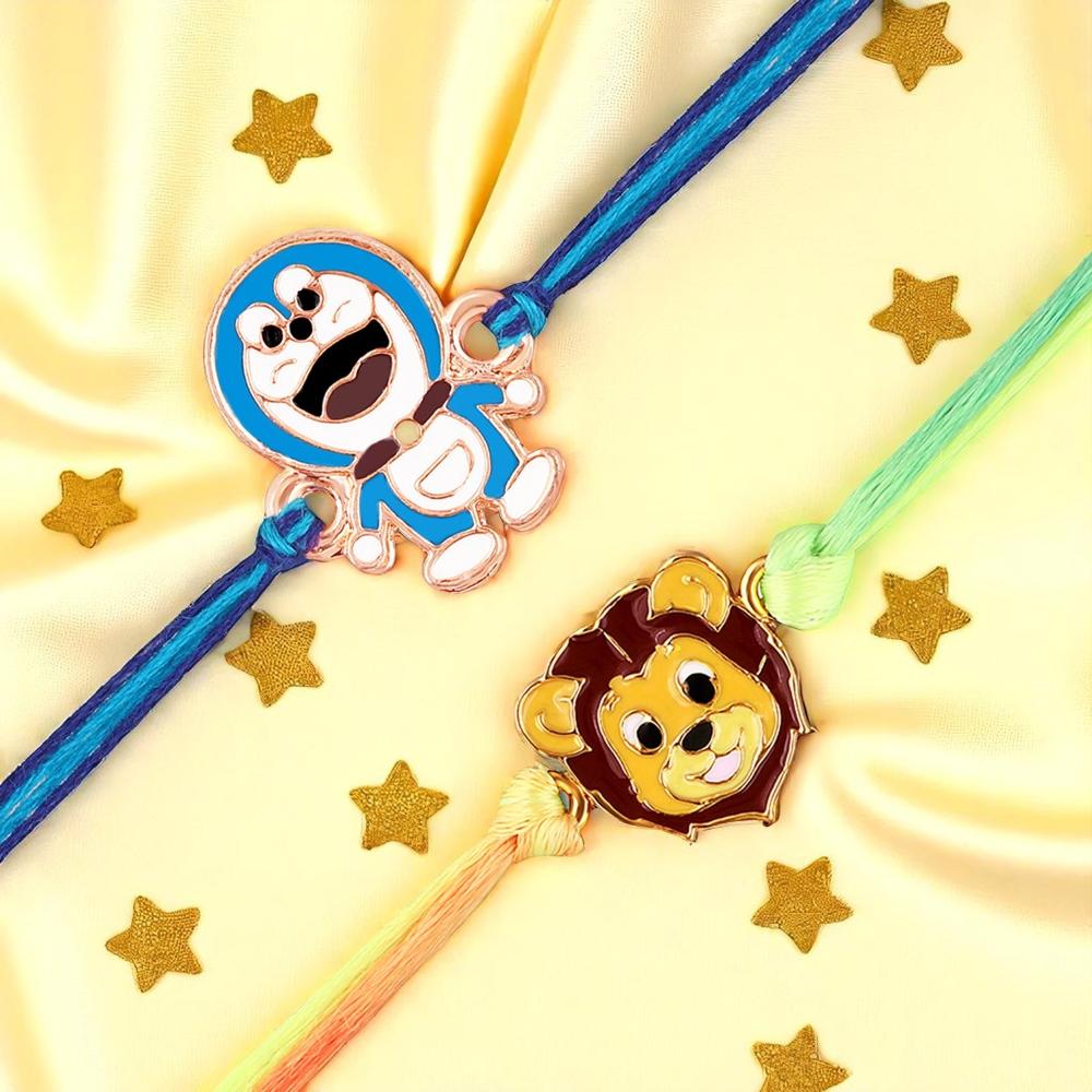Mahi Kids Cartoon Rakhi Combo Set of 2 | Cute Character Rakhis for Boys with Superhero & Fun Faces (RCO1105826G)