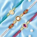 Mahi Elegant Rakhi Combo Set of 3 for Brother | Artificial Pearl, Kundan & Stone Fancy Rakhis (RCO1105834G)