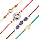 Mahi Fancy Rakhi Combo Set of 4 for Brother | Rakhis with Artificial Pearl & Multicolor Crystals (RCO1105835M)