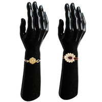 Mahi Premium Rakhi Combo Set of 2 for Brother | Crystals & Artificial Antique Finish Rakhis with Red Stone (RCO1105838G)
