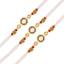 Mahi Combo of 3 Classic Fancy Rakhis with Artificial Pearl and Crystals for Bhaiya (RCO1105842G)