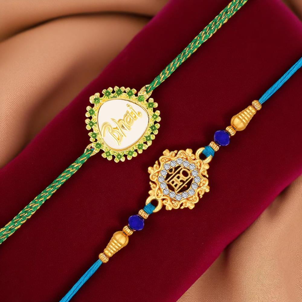 Mahi Bhai & Bro Engraved Rakhi Combo Set of 2 for Brothers (RCO1105846G)
