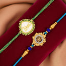 Mahi Bhai & Bro Engraved Rakhi Combo Set of 2 for Brothers (RCO1105846G)