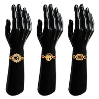 Mahi Divine Rakhi Combo Set of 3 Ganesha, Om, and Traditional Rakhis for Brother (RCO1105847G)