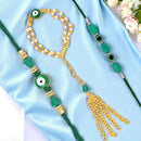 Mahi Combo of Evil Eye Rakhi Set for Bhaiya Bhabhi and Bhatija With Artificial Beads | Family Rakhi Set (RCOLB1105855M)