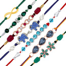 Mahi Rakhi Combo for Brother – Set of 7 Trendy Rakhi for Raksha Bandhan (RCSO1105827M)