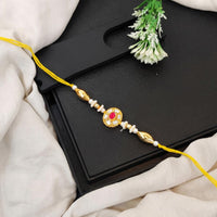 Js Fashion Pack of 3 Antique Designer Stone Rakhi High Gold