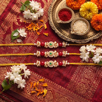Js Fashion Premium Pearl Beaded Designer Rakhi Combo Pack 3 for Brother