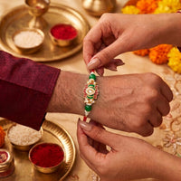 Js Fashion Premium Lotus Stone Designer Rakhi Combo Pack 3 for Brother