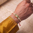 Js Fashion Pack of 3 Traditional Lotus Motif Rakhi with Elegant Pearl Bead Accents