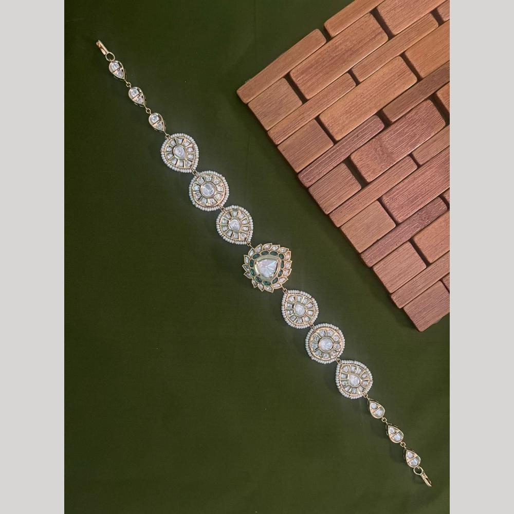 Arham Premium Gold Plated Designer Heavy Polki Kundan Stone Meenakari Sheeshphool