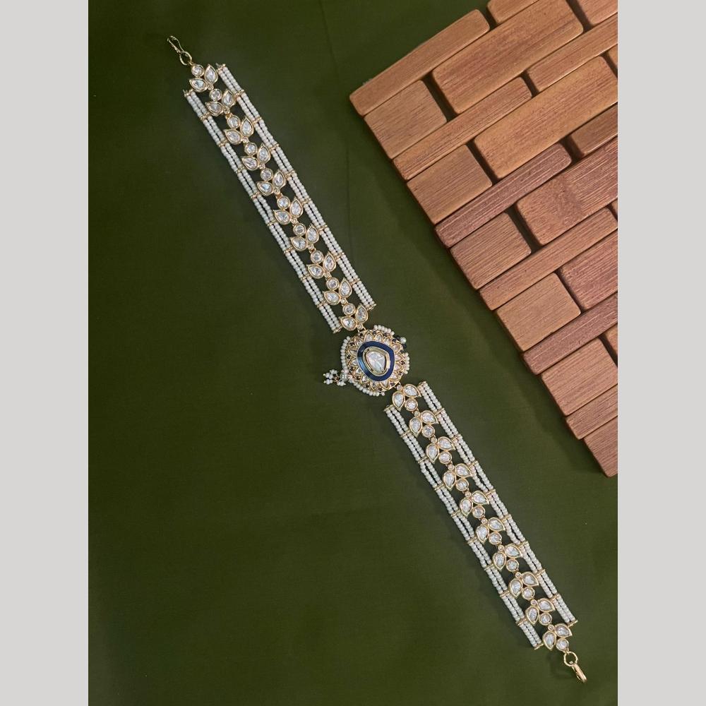 Arham Premium Gold Plated Designer Heavy Polki Kundan Stone Meenakari Sheeshphool