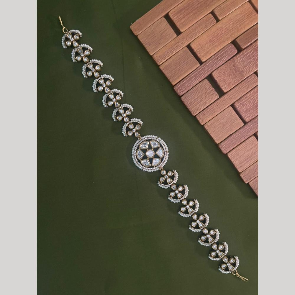 Arham Premium Gold Plated Designer Heavy Polki Kundan Stone Sheeshphool