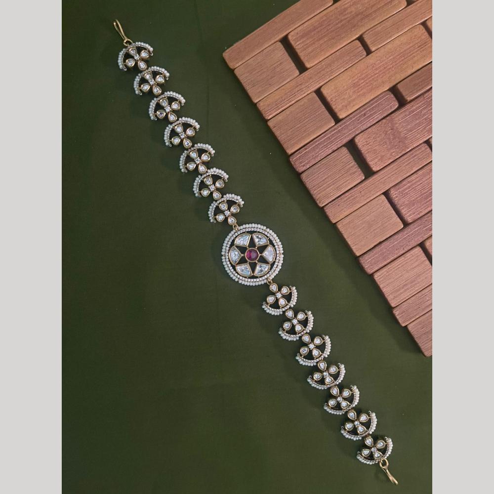 Arham Premium Gold Plated Designer Heavy Polki Kundan Stone Sheeshphool