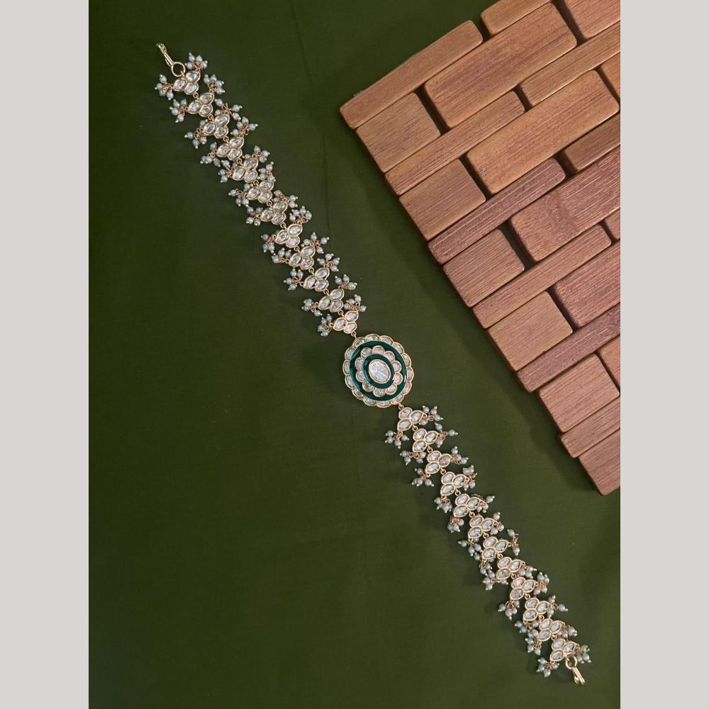 Arham Premium Gold Plated Designer Heavy Polki Kundan Stone Sheeshphool