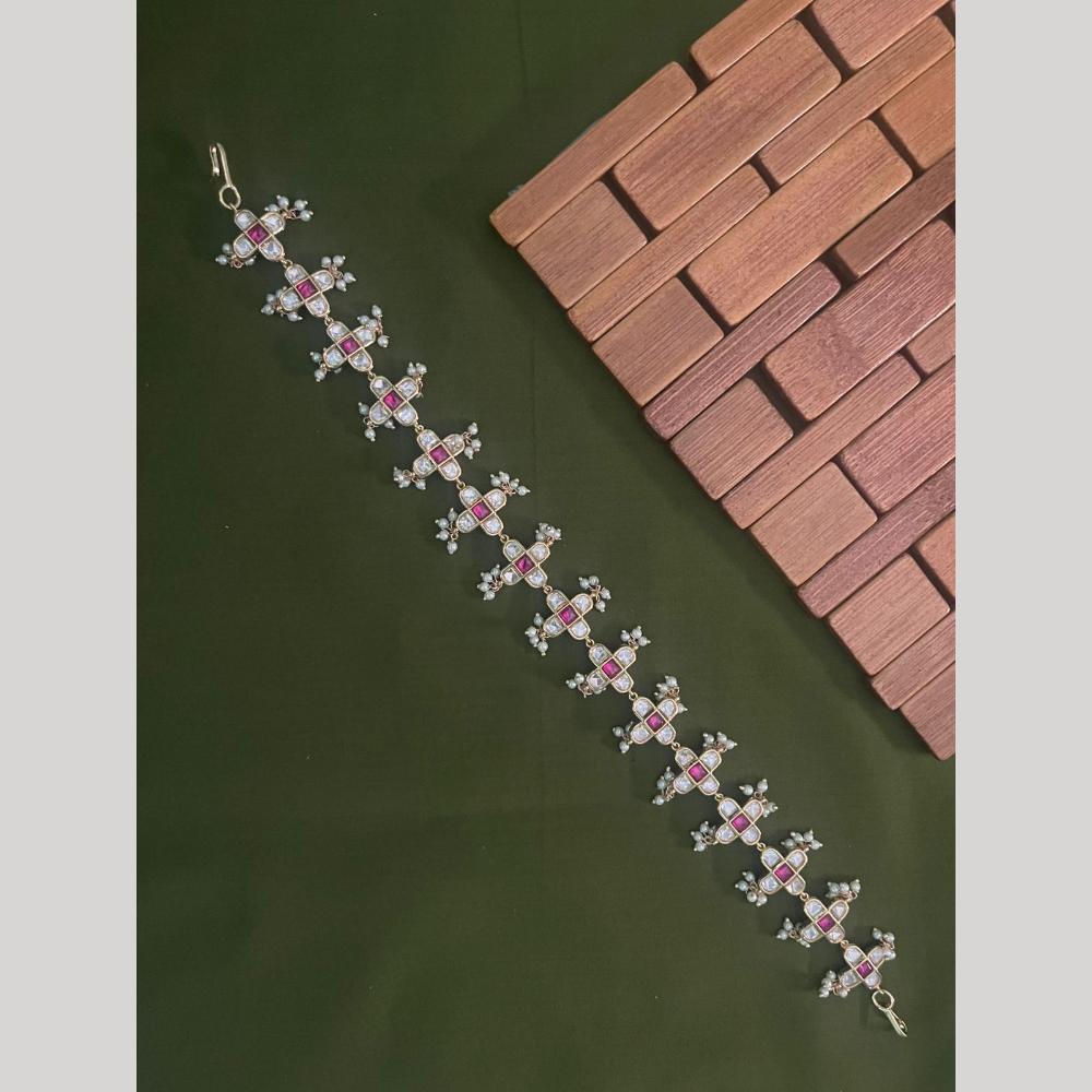 Arham Premium Gold Plated Designer Heavy Polki Kundan Stone Sheeshphool