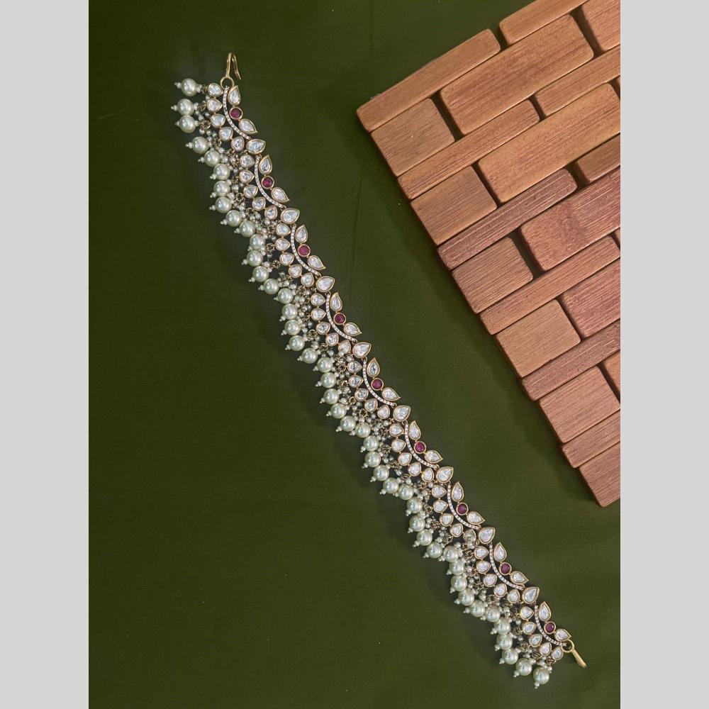 Arham Premium Gold Plated Designer Heavy Polki Kundan Stone Sheeshphool