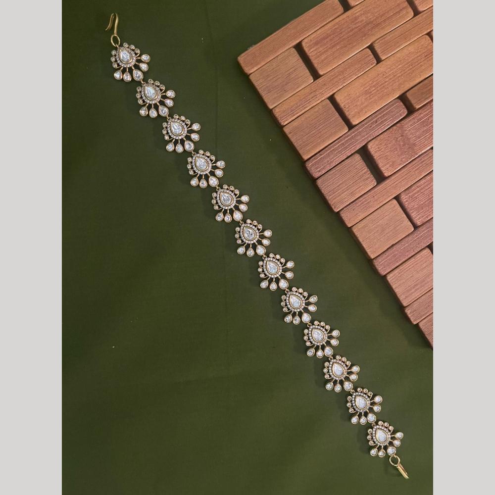 Arham Premium Gold Plated Designer Heavy Polki Kundan Stone Sheeshphool