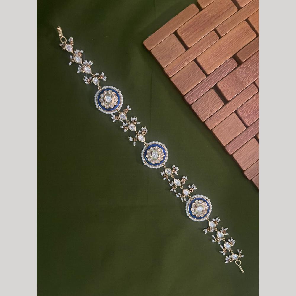 Arham Premium Gold Plated Designer Heavy Polki Kundan Stone Meenakari Sheeshphool