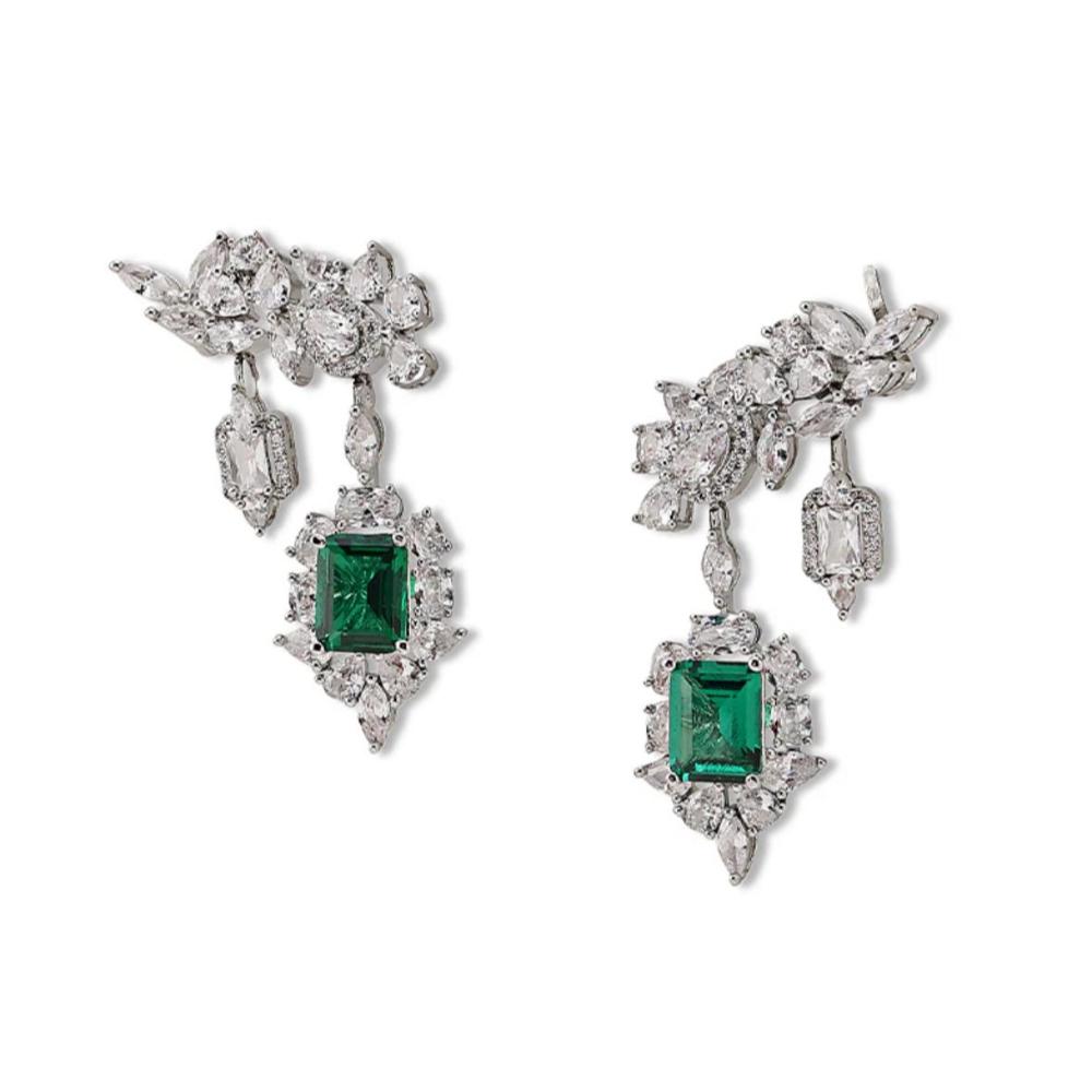 Sian Silver Plated American Diamond Dangler Earrings