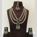 Lalso Tripple Layer Kundan Bridal Necklace earring maangtikka Jewellery Set with  Green Stones for wedding festival - SM-NK504-GR