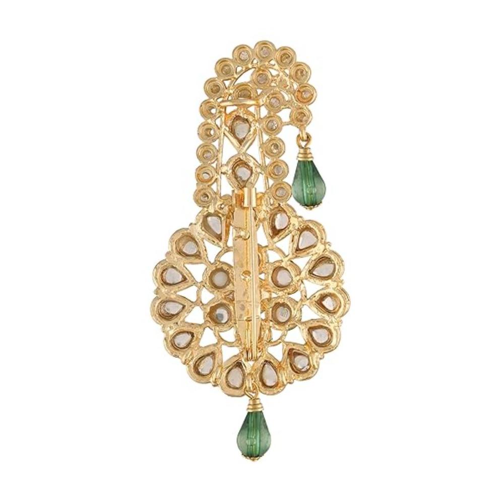 Etnico Gold Plated Kundan Safa Kalangi Brooch for Groom/Men/Dulha Pagadi (SM54G)