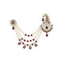 Etnico Gold Plated Stone Pearl Drop Safa Kalangi Brooch for Groom/Men/Dulha Pagadi (SM59M)