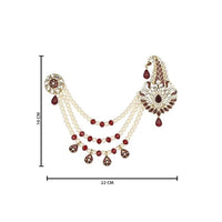 Etnico Gold Plated Stone Pearl Drop Safa Kalangi Brooch for Groom/Men/Dulha Pagadi (SM59M)