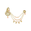 Etnico Gold Plated Stone Pearl Drop Safa Kalangi Brooch for Groom/Men/Dulha Pagadi (SM59Pe)