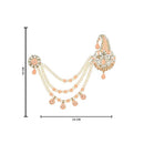 Etnico Gold Plated Stone Pearl Drop Safa Kalangi Brooch for Groom/Men/Dulha Pagadi (SM59Pe)