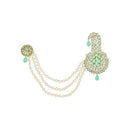 Etnico Gold Plated Stone Pearl Drop Safa Kalangi Brooch for Groom/Men/Dulha Pagadi (SM60Min)