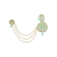 Etnico Gold Plated Stone Pearl Drop Safa Kalangi Brooch for Groom/Men/Dulha Pagadi (SM60M)