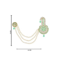 Etnico Gold Plated Stone Pearl Drop Safa Kalangi Brooch for Groom/Men/Dulha Pagadi (SM60Min)