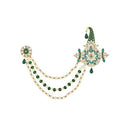 Etnico Gold Plated Stone Pearl Drop Safa Kalangi Brooch for Groom/Men/Dulha Pagadi (SM61G)