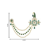 Etnico Gold Plated Stone Pearl Drop Safa Kalangi Brooch for Groom/Men/Dulha Pagadi (SM61G)