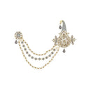 Etnico Gold Plated Stone Pearl Drop Safa Kalangi Brooch for Groom/Men/Dulha Pagadi (SM61Gr)